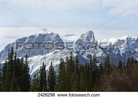 Pictures of View of the rocky mountains above the village of.