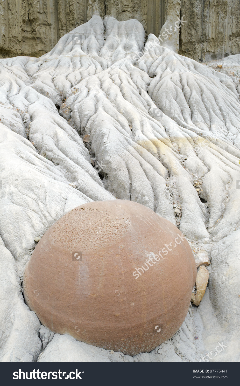 Cannonball Concretions Natural Rock Formation And Desert Badlands.