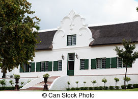 Picture of Cape Dutch style house in the Cape Wine.