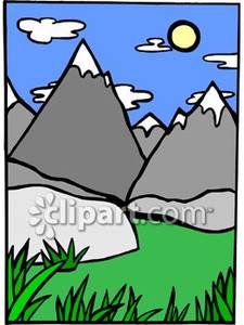 Snow capped mountain clipart.