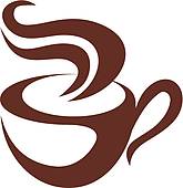 Clipart of Stylish cup of steaming cappuccino coffee k19748411.