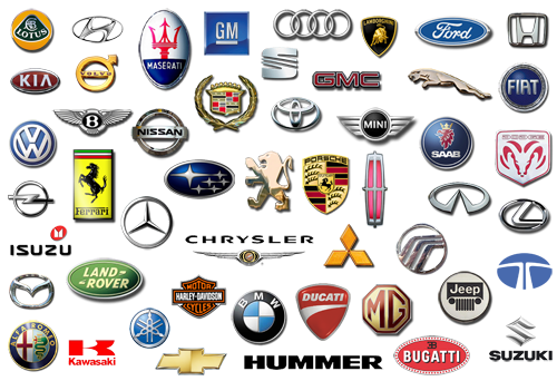 Car brand logos.