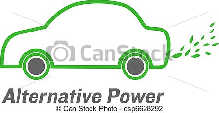 Vector Illustration of vector alternative power car with green.