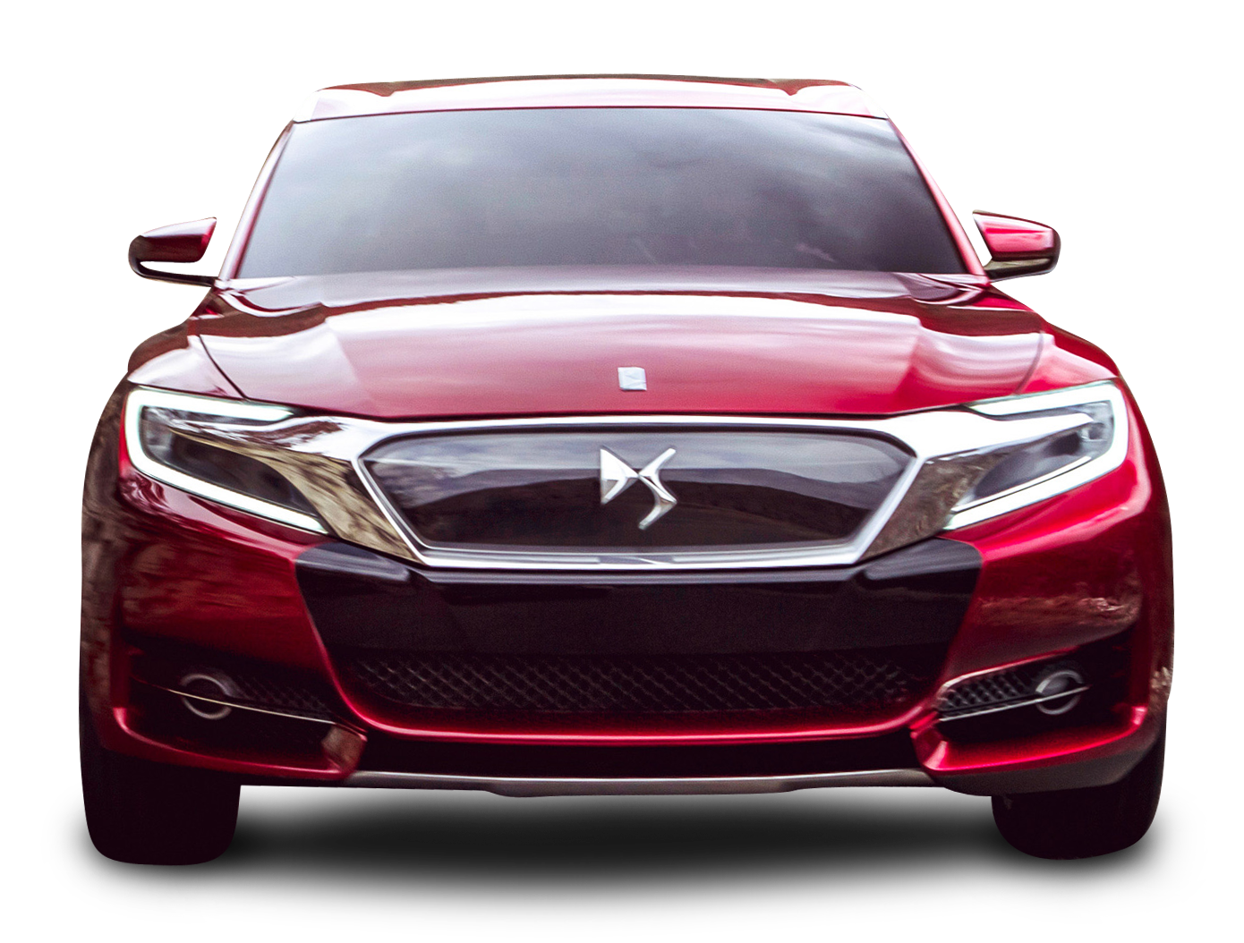 Red Citroen DS Wild Rubis Front View Car PNG Image.