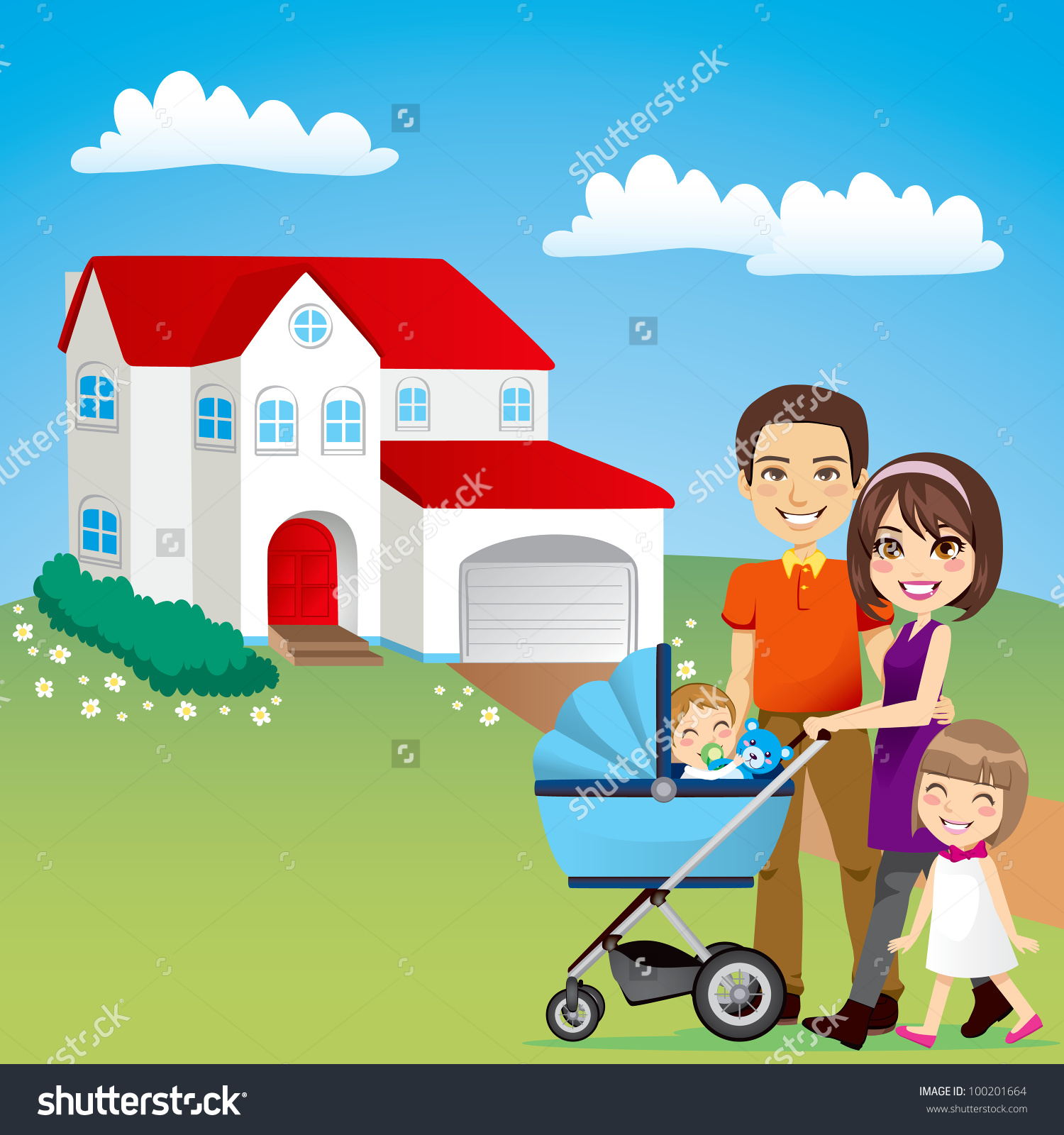 Family in car home clipart.