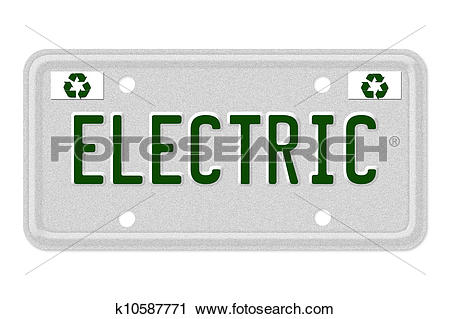 Clipart of Electric Car License Plate k10587771.