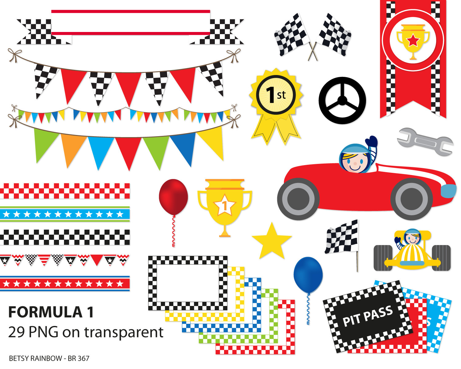 Car race track clipart border.