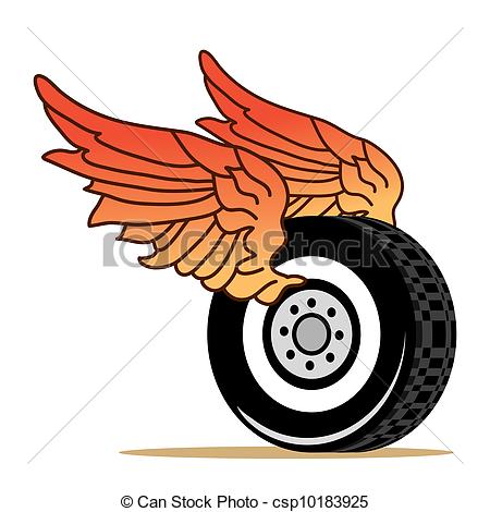 Vector Illustration of car tire wings.