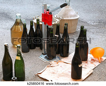 Stock Images of pour the wine in the backyard with the Carboy and.