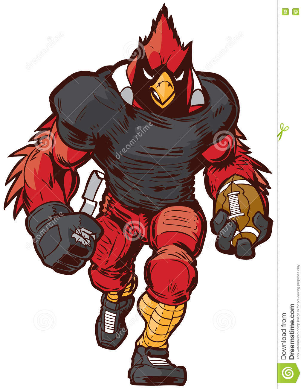 Vector Cartoon Cardinal Football Player Mascot In Uniform Stock.