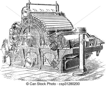 Vector Clipart of Carding machine Joint Dobson and Barlow, vintage.