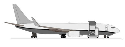 Cargo Plane Ground Unloading Stock Illustrations.