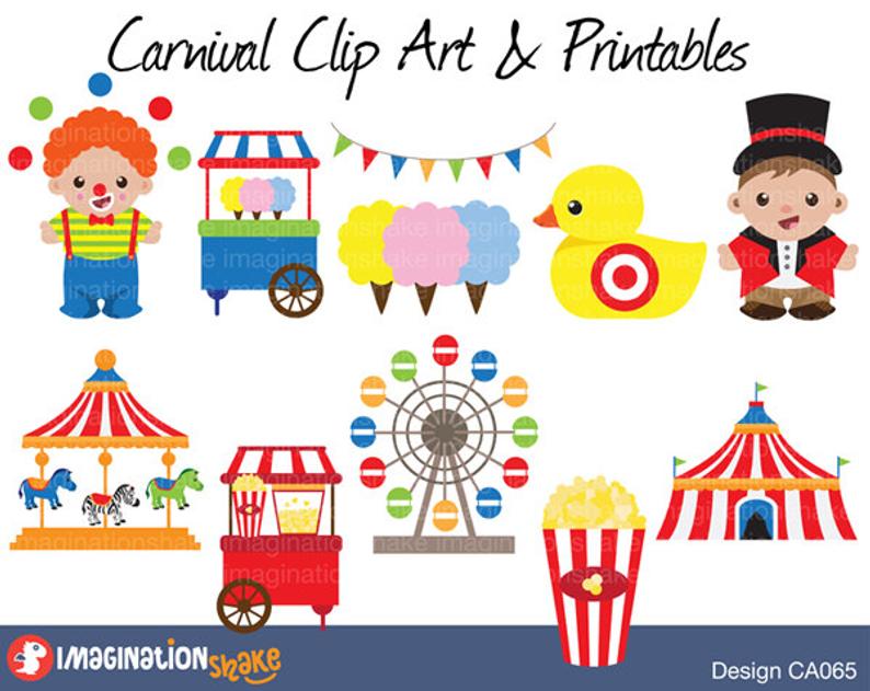 Carnival Clip Art & Printables Set / Amusement Park Clipart / Carnival  Circus Decorations / Koala Birthday Printables / Theme Park Clipart.