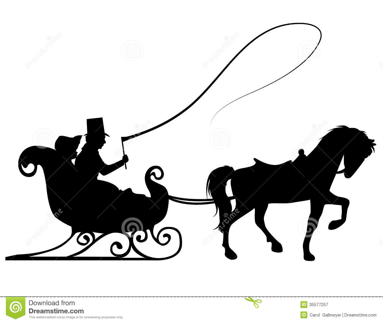 Horse And Buggy Silhouette Clipart.