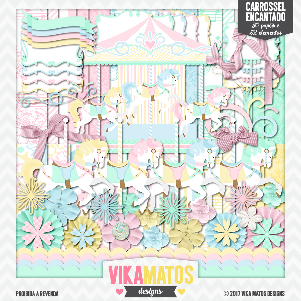 Kit Digital Carrossel Encantado by Vika Matos.