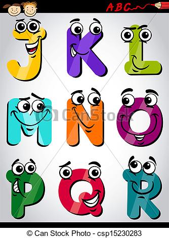 cute letters alphabet cartoon illustration.