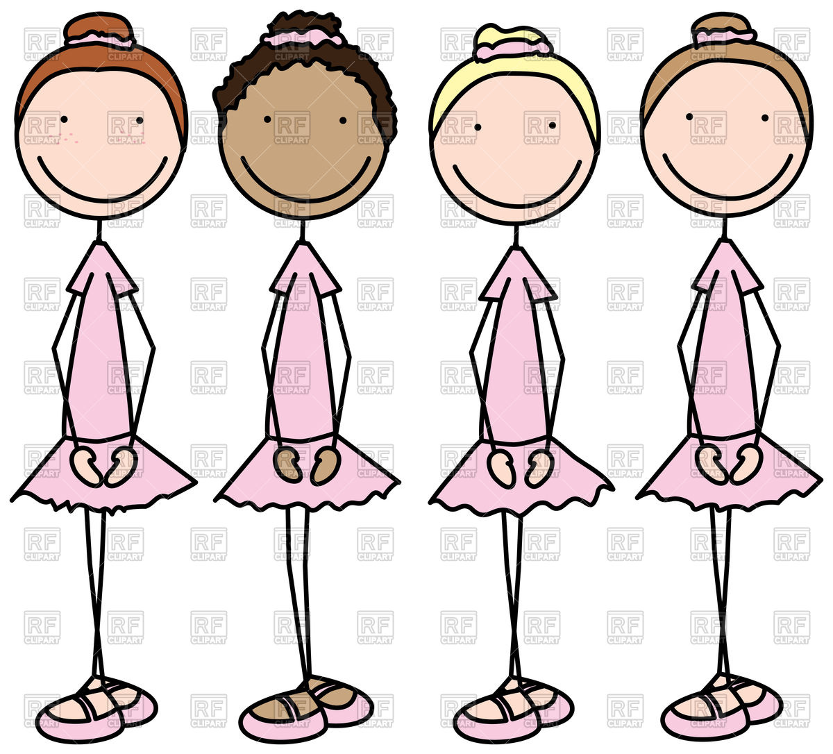 Cartoon illustration of four little ballerinas Stock Vector Image.