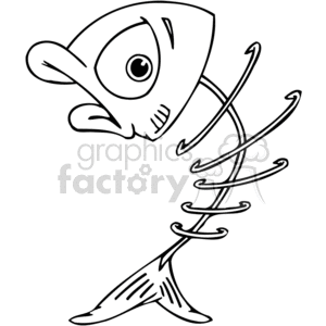 Cartoon skeleton of a fish bones clipart. Royalty.