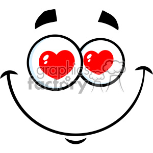10869 Royalty Free RF Clipart Smiling Love Cartoon Funny Face With Hearts  Eyes And Expression Vector Illustration clipart. Royalty.