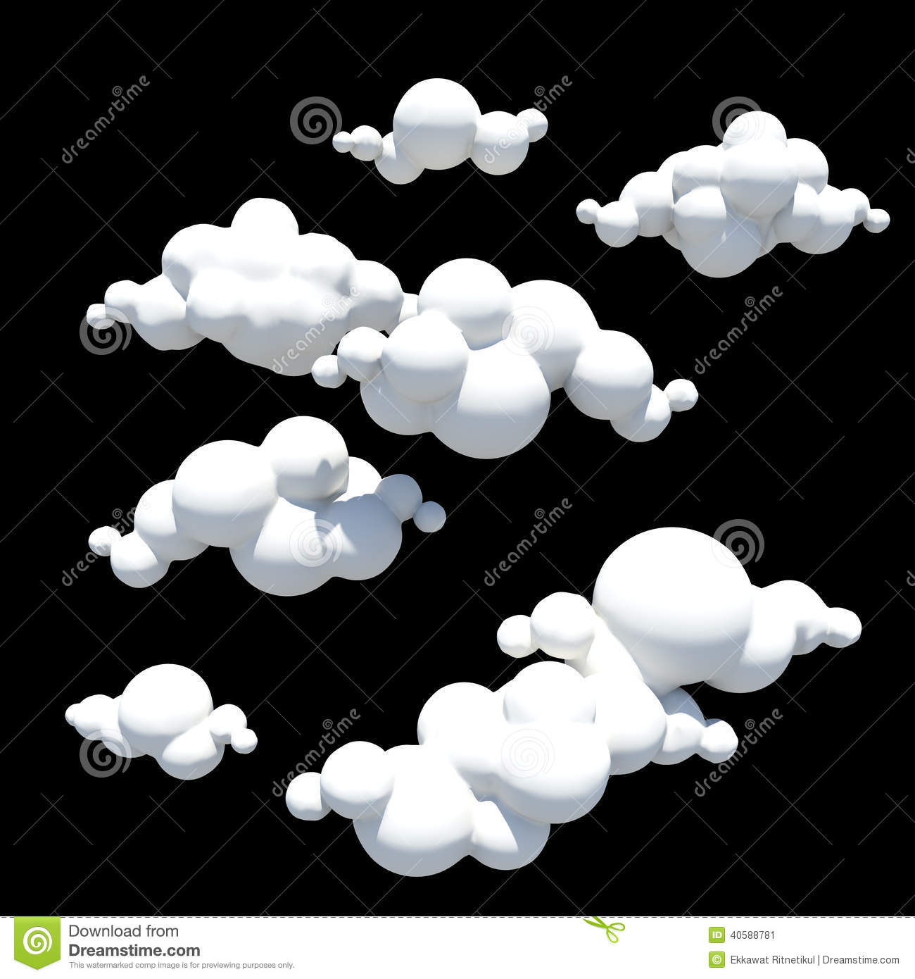 Cartoon Clouds, Design Element, PNG Transparent Background Stock.