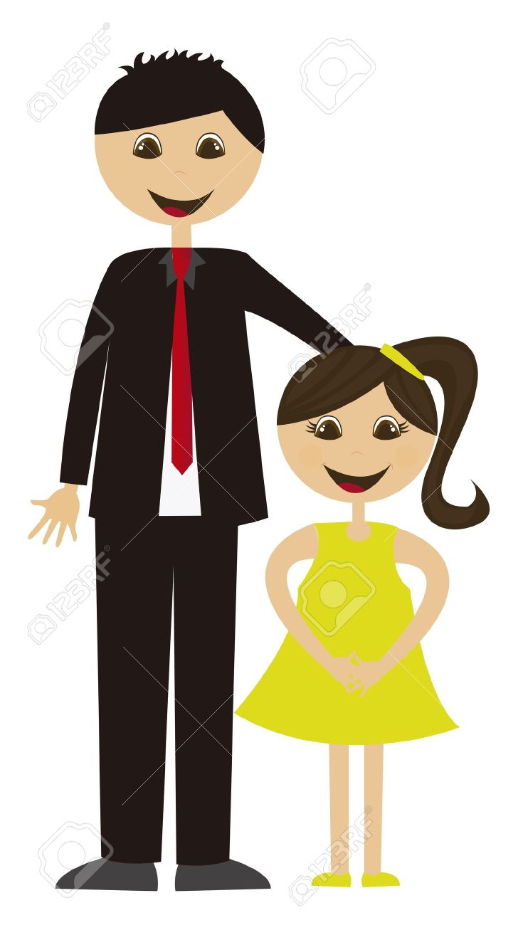 father and daughter cartoon isolated over white background. vector.