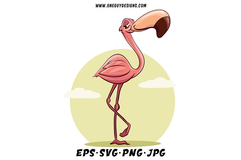 Cute Flamingo Clipart, Vector SVG files. Cartoon PNG clip art..