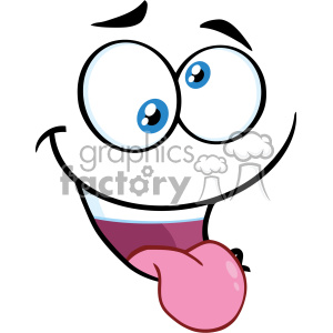 10873 Royalty Free RF Clipart Mad Cartoon Funny Face With Crazy Expression  And Protruding Tongue Vector Illustration clipart. Royalty.