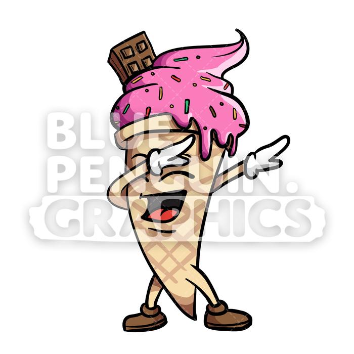 Dabbing Ice Cream Vector Cartoon Clipart Illustration.