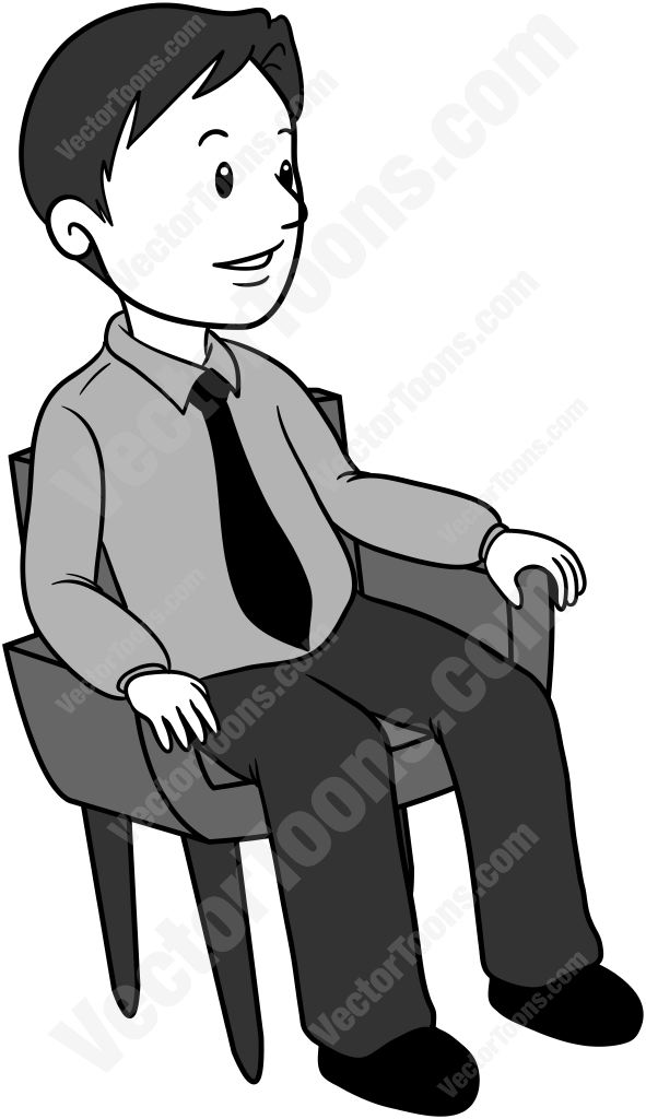 Business Man Sitting In A Chair Cartoon Clipart.