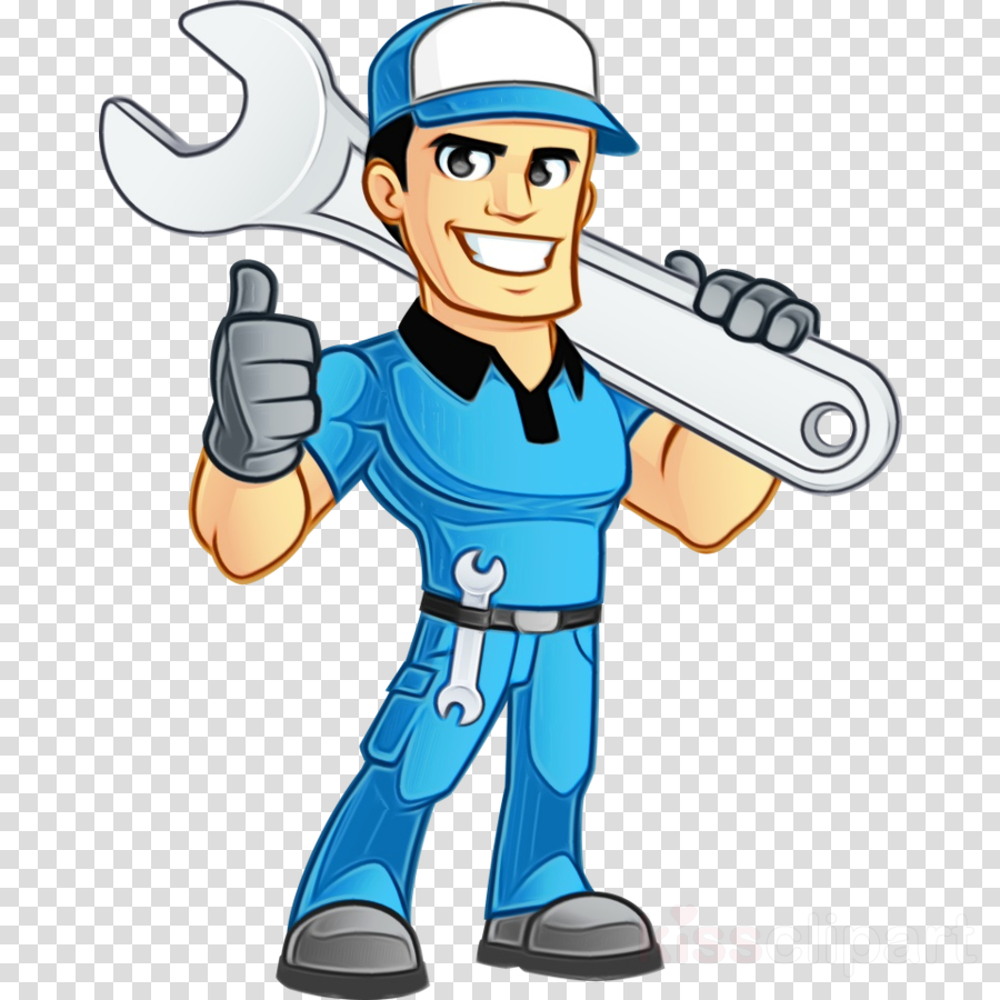 cartoon clip art construction worker auto mechanic solid.