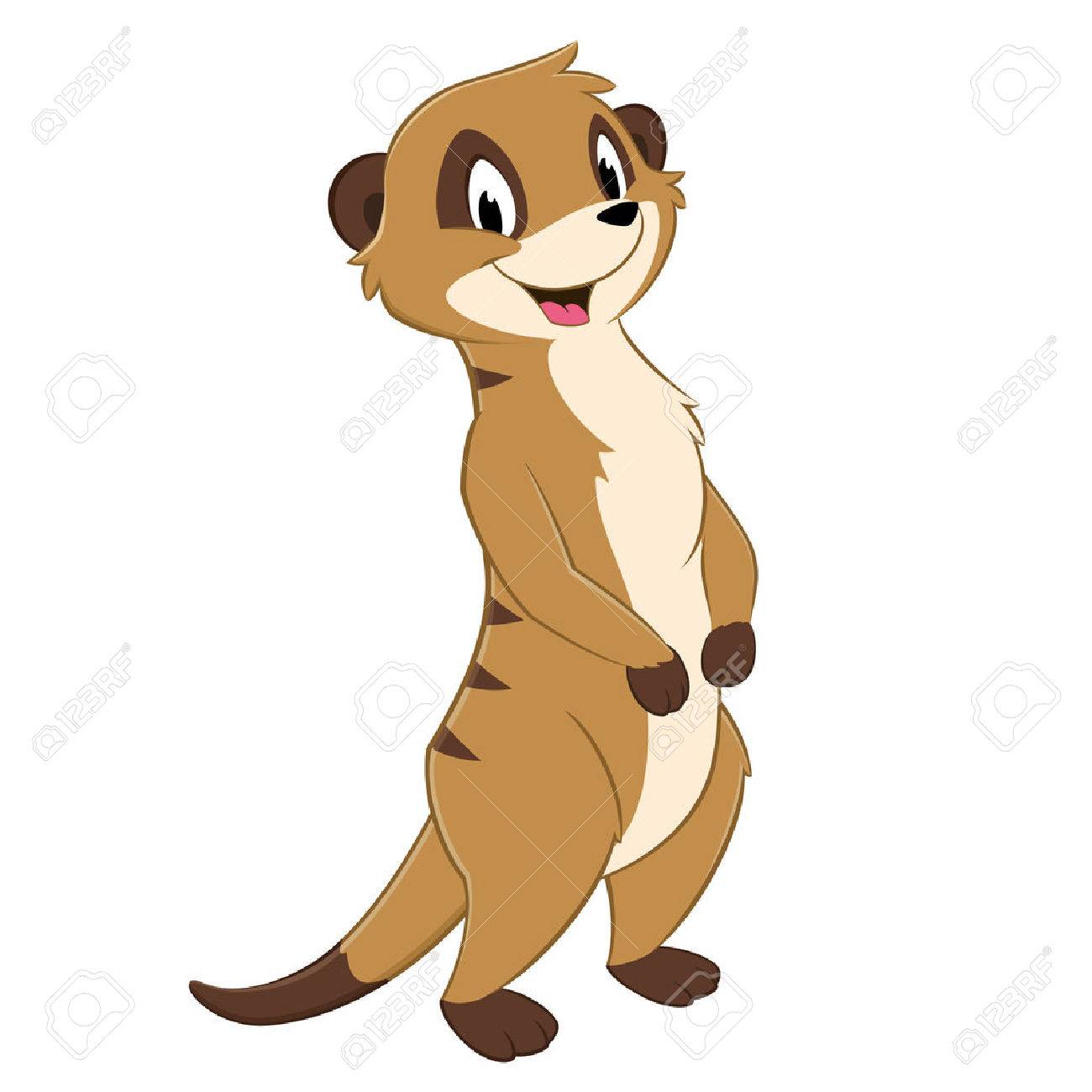 Vector illustration of a standing cartoon meerkat.