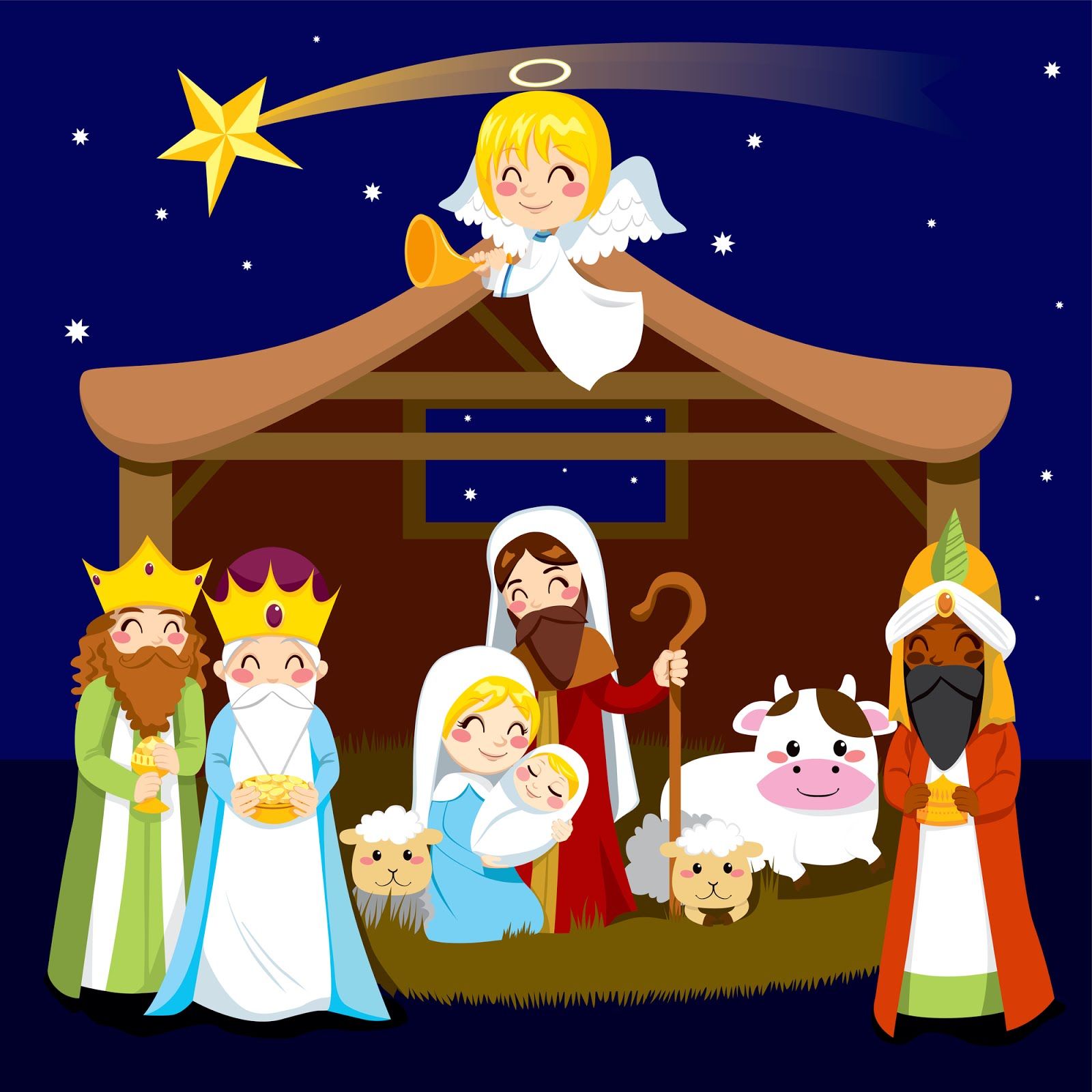 Cartoon Manger Scene - Nativity Jesus Manger Baby Scene Cartoon Mary ...