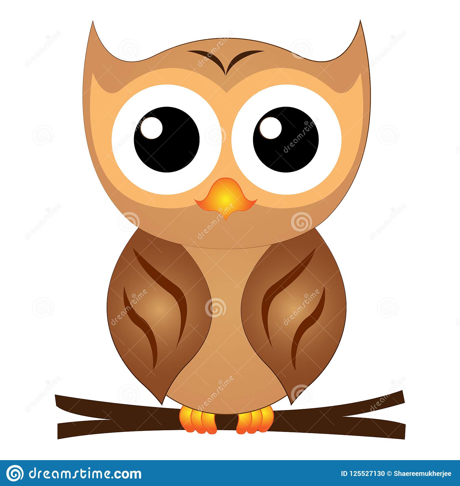 Vector Illustration Cute Cartoon Owl Stock Vector.