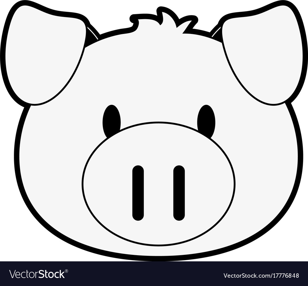 Pig animal face cartoon icon image.