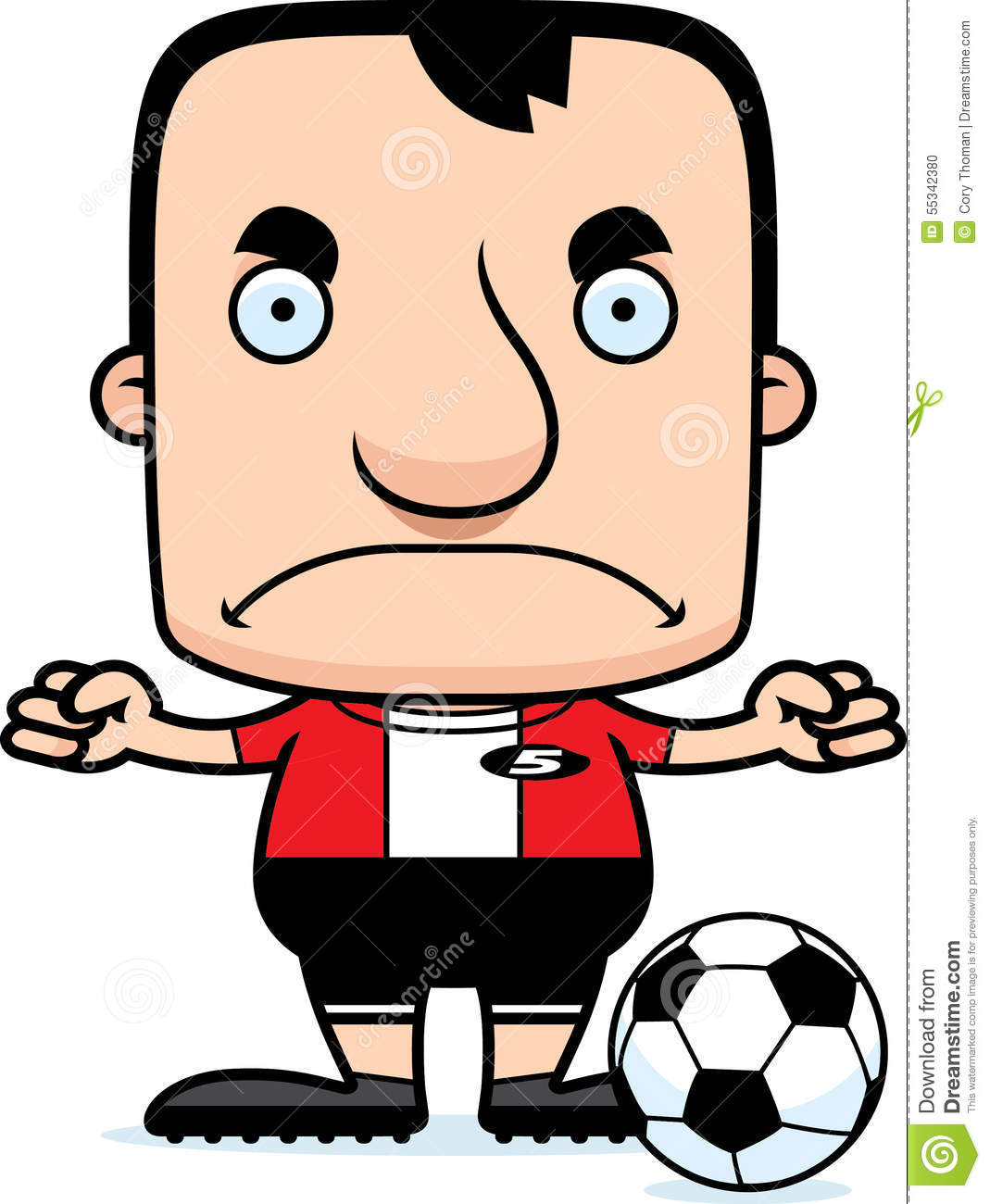 Cartoon Angry Soccer Player Man Stock Vector.