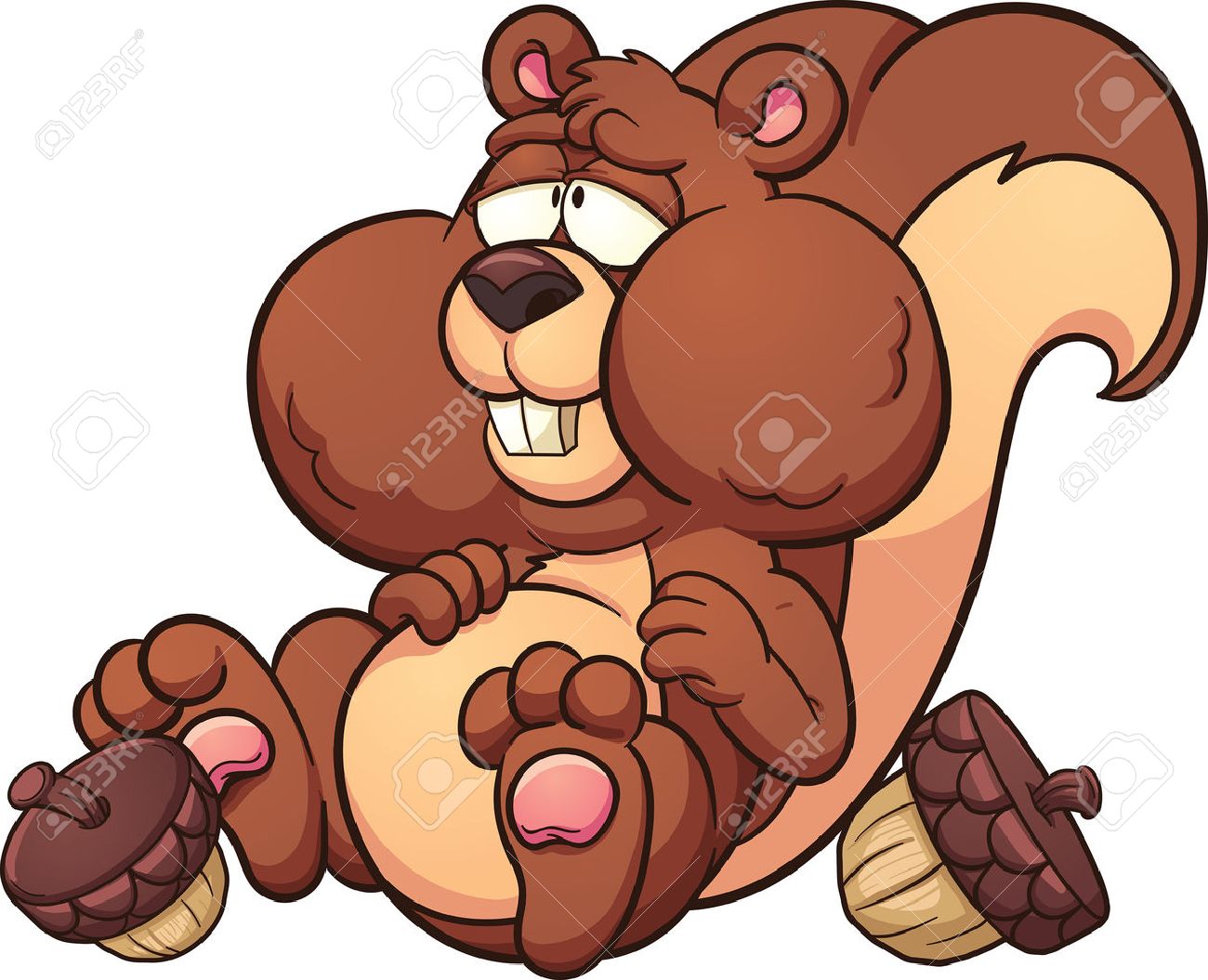 Fat cartoon squirrel. Vector clip art illustration with simple...