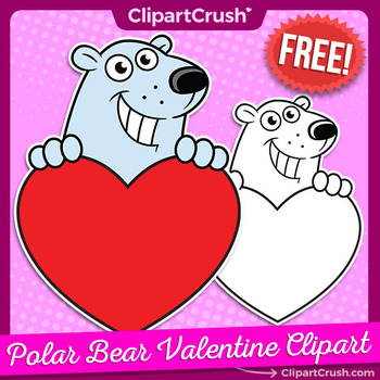FREE Cartoon Polar Bears Holding Heart Clipart, Valentine's Day Clip Art  Freebie.