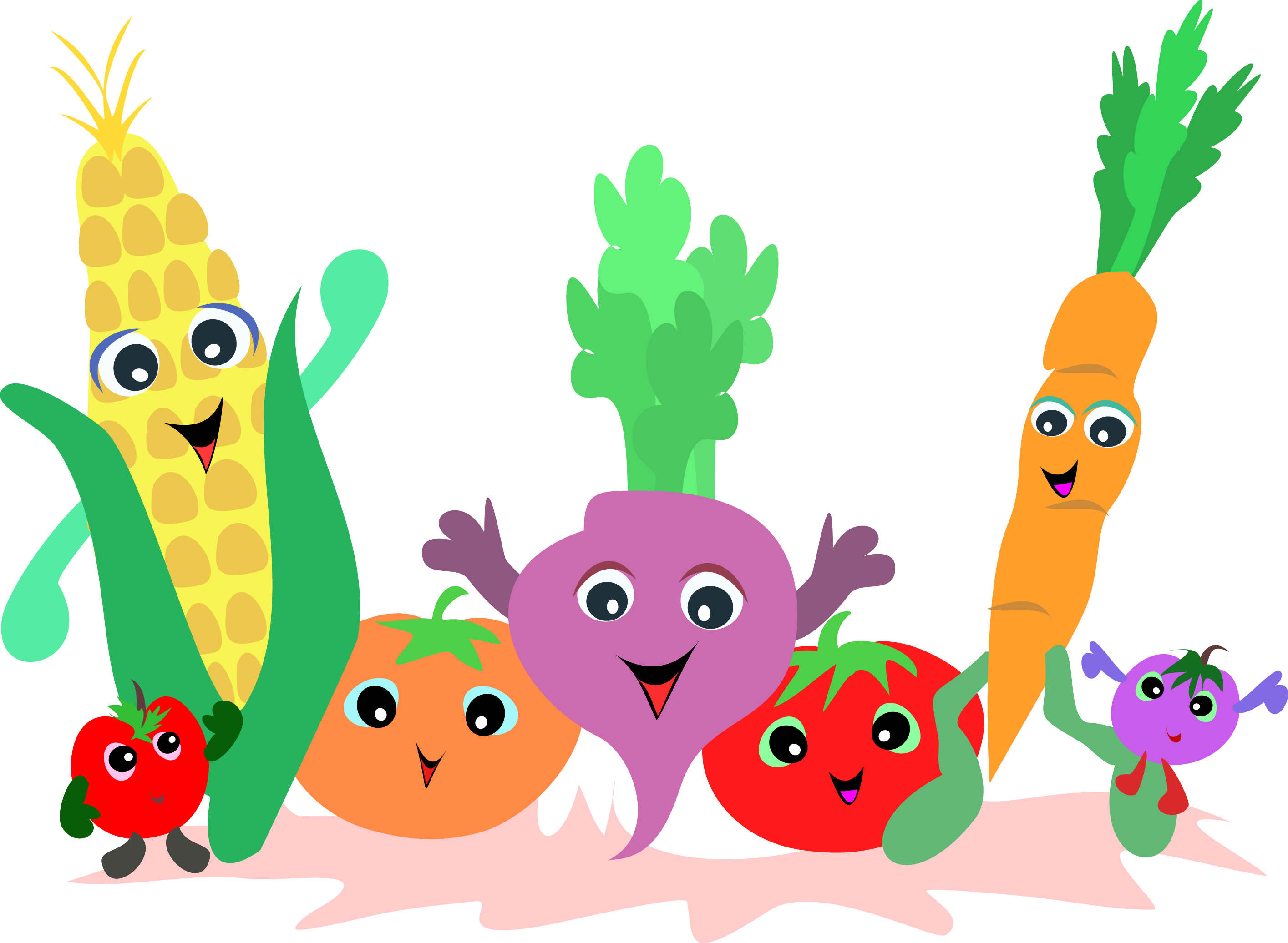 Cartoon Fruits And Vegetables Clipart.