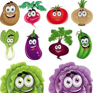 cartoon fruit and vegetable images.