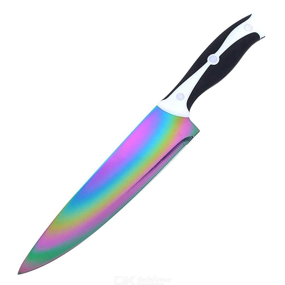 8 Inch Stainless Steel Chef Knife For Cutting Fruits Rainbow Color Carving  Knives Kitchen Accessories.