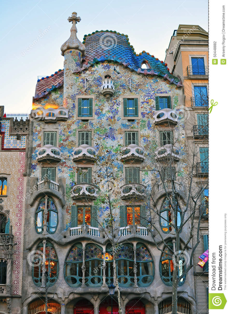 Facade Of The Casa Batllo By Gaudi In Barcelona Editorial.