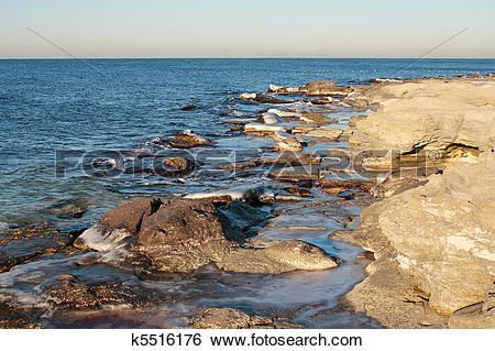 Stock Images of Winter shore of the Caspian Sea. k5516176.