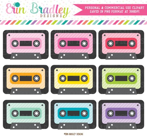 Cassette Tape Clipart Set 80's Music Clip Art Graphics Personal.