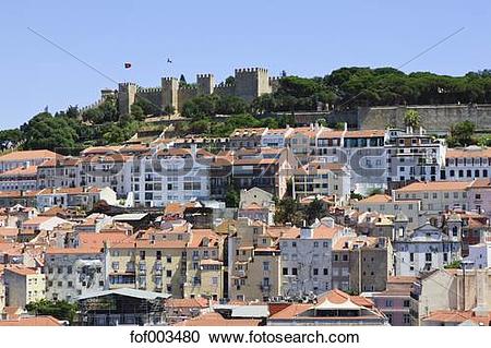 Stock Photography of Europe, Portugal, Lisbon, Baixa, View of city.