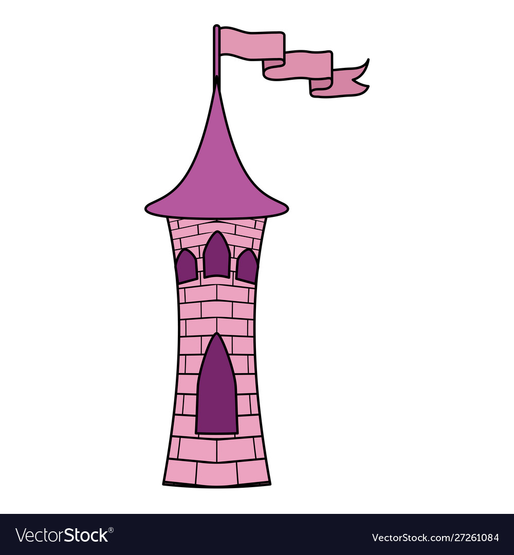 Princess pink tower castle with flag.