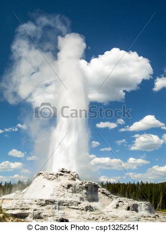 Stock Photo of Castle Geyser Spouts High.