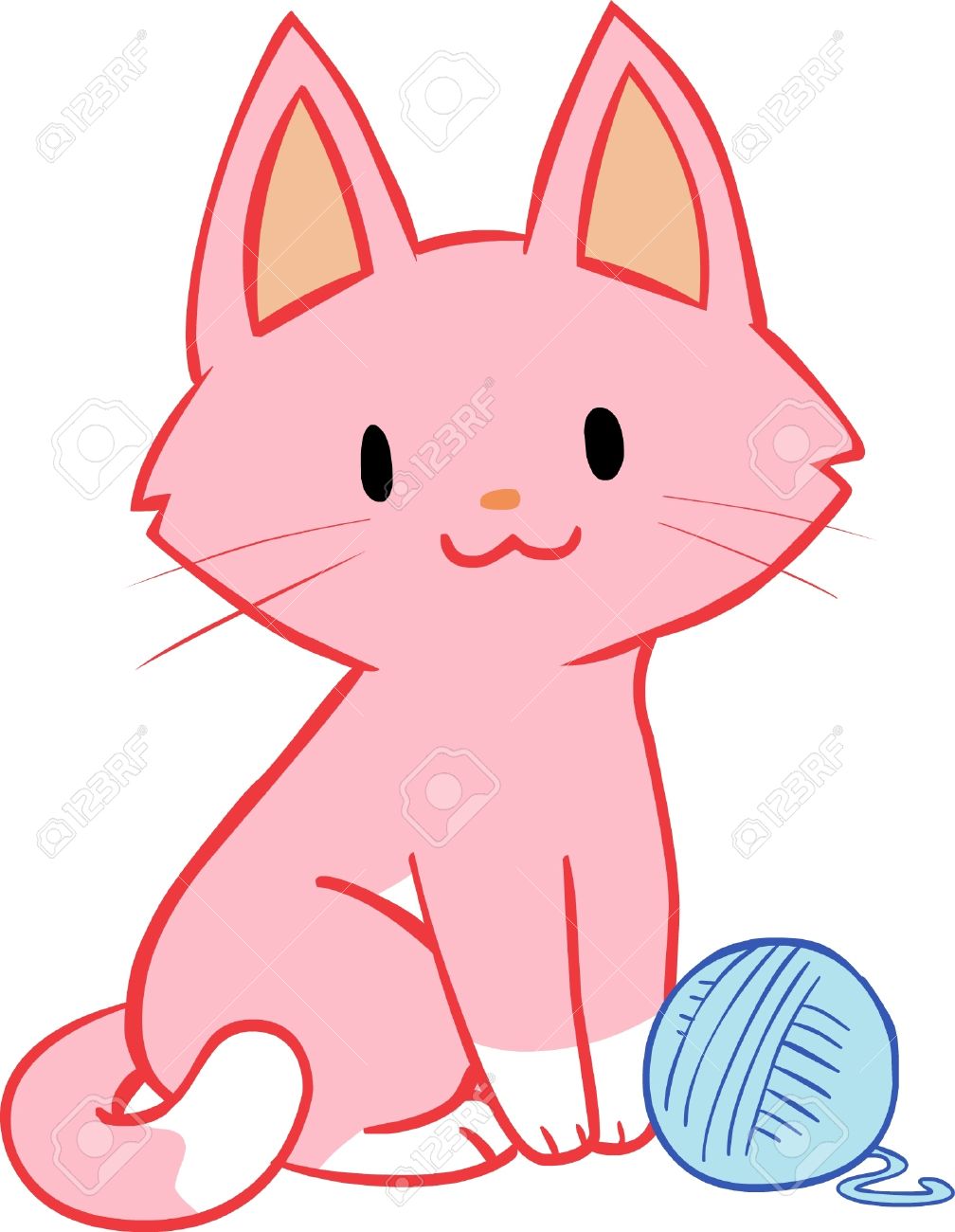 Cat With Yarn Clipart.