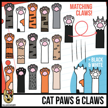 Cat Paws and Cat Claws with Legs Clip Art.