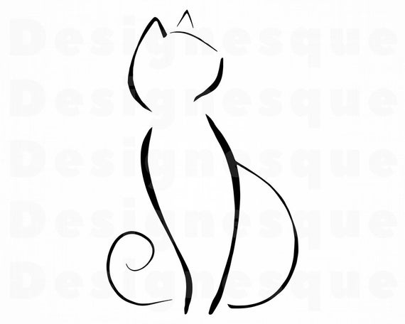 Cat Outline SVG #2, Cat Outline Clipart, Cat Outline Files for Cricut, Cat  Outline Cut Files For Silhouette, Cat Dxf, Cat Png, Eps, Vector.