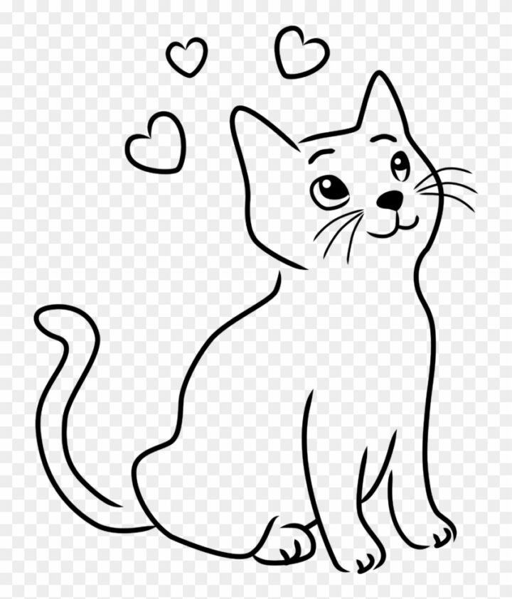 Beautiful Cat Clipart Drawing Simple Outline Cat Drawing.